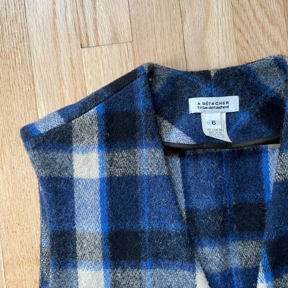 Plaid Wool Long Duster Vest - Picture 4 of 11